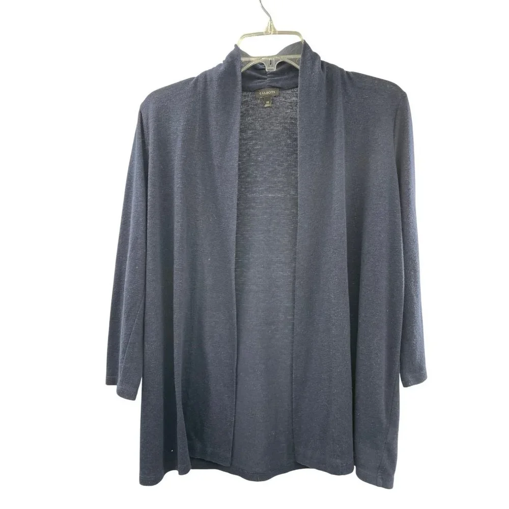 Talbots Cardigan Womens XS Used Open Front Dark Blue - Picture 1 of 10